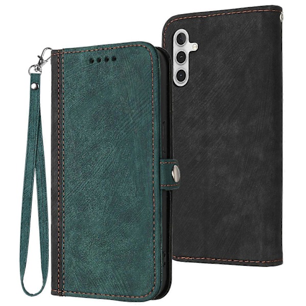 YX0020 Plånboksfodral i Läder för Samsung Galaxy A15 5G Multicolor Blackish Green