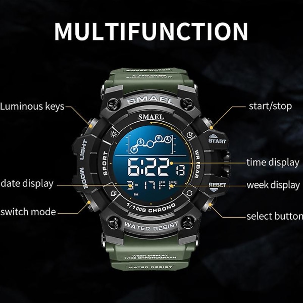 Sma 8082 Multifunktionell Timing Watch Vit Blå Pulver Gold