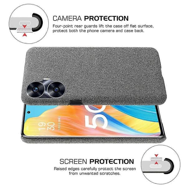 For Realme C55 Smartphone Deksel Solid Farge Støtsikker Hard PC+Stoff Telefondeksel