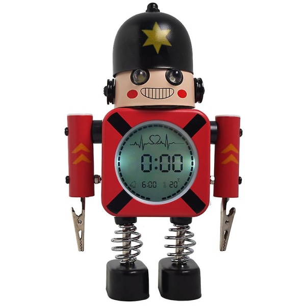 Multifunktionell robot väckarklocka, tecknad, elektronisk klocka för barn