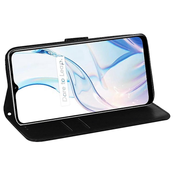 För Realme 10 Pro 5G PU Läder Fodral Bländande Blommönster Ställ Plånbok Mobilskal Multicolor Style D