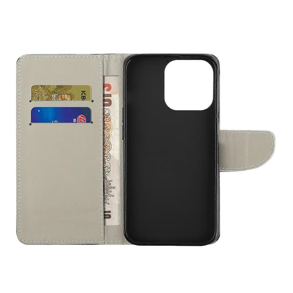 Mønsterprint Kryds Tekstur Læder Etui Wallet Stand Shell til iPhone 13 6.1 tommer Multicolor Style A