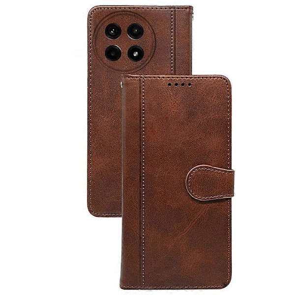 OnePlus Ace 5 5G / Ace 5 Pro 5G -kotelo, vasikannahkakuvioinen nahkainen jalustallinen kirjatyylinen puhelinkotelo - musta Multicolor Brown