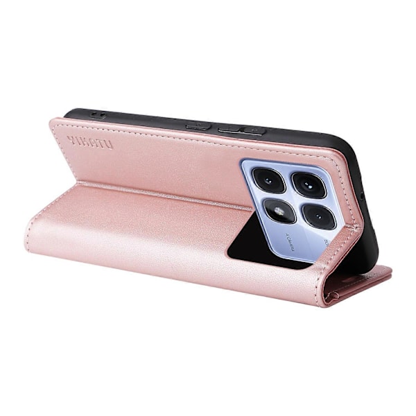 YIKATU YK-001 Fodral för Xiaomi Redmi K70 Ultra Ställ Läder Telefonskal Stark Magnetisk Stängning Multicolor Rose Gold