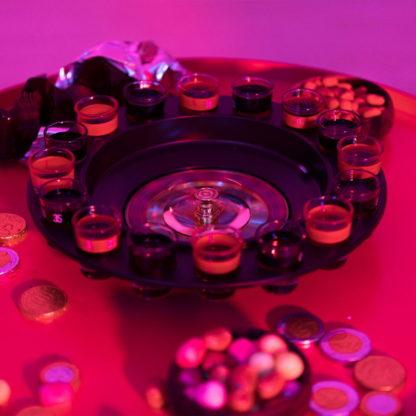 Nytt Glassett Roulette drikkespill, plast, russisk Roulette gevinst