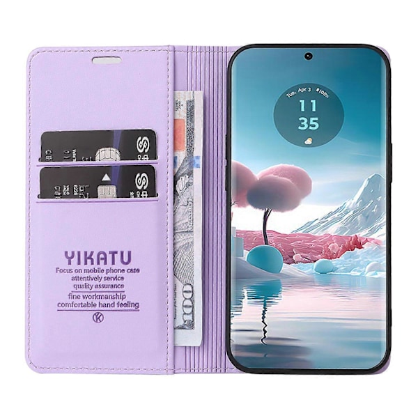 YIKATU YK-001 Motorola Edge 40 Neo 5G Nahkakotelo Puhelimen Suojus Lompakkoteline Multicolor Light Purple