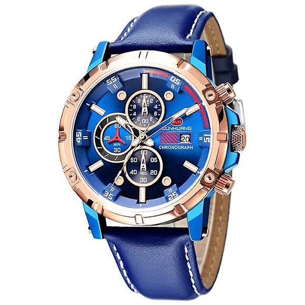Chronograph vattentät läderarmbandsur för män