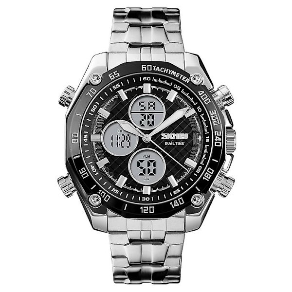 Skmei 1302 Mode Män Fritid Watch Silver Black