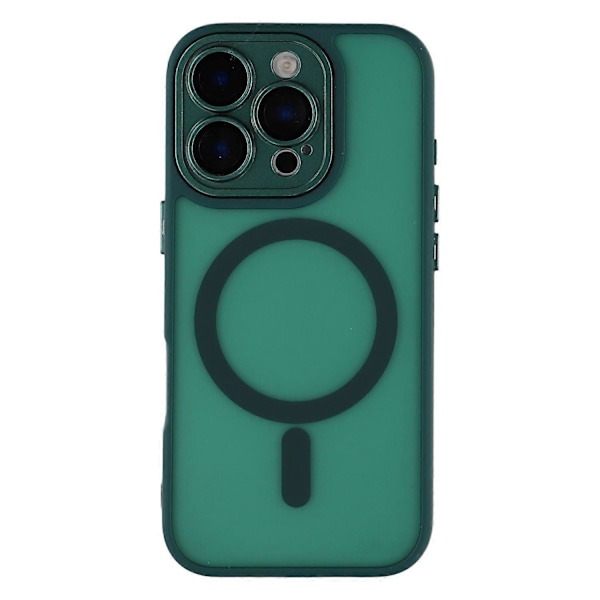 iPhone 16 Pro -kuori, yhteensopiva MagSafe-tekniikan kanssa, TPU+akryylinen mattapintainen puhelinkuori lasisella linssisuojakalvolla Multicolor Dark Green