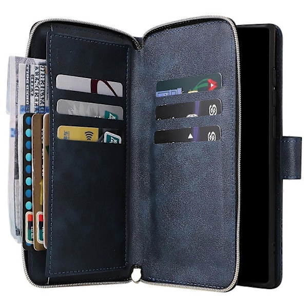 Fodral för Samsung Galaxy S25 Ultra med dragkedjeficka PU Läder Telefonskydd med Handrem Multicolor Style C