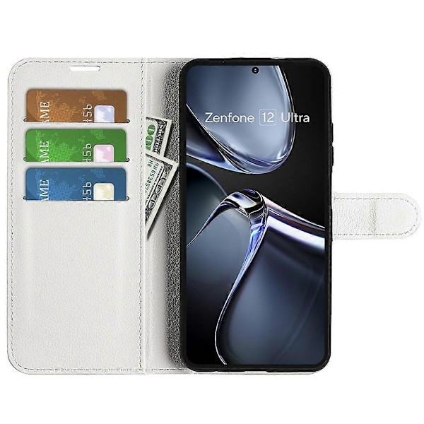 Til Asus Zenfone 12 Ultra 5G Etui Litchi Tekstur Stødsikkert Læder Wallet Telefon Cover Multicolor White