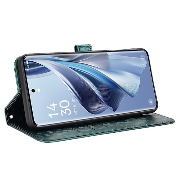 Til Oppo Reno10 Pro+ 5g PU Læder Wallet Mobil Case Dot Præget Flip Stand Telefon Cover Green