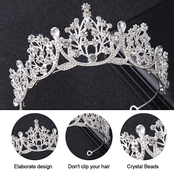 Princess Crystal Tiaras Rhinestone Hårbåge SILVER silver