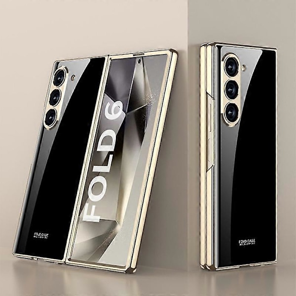 GKK Etui til Samsung Galaxy Z Fold6 5G Elektroplettering Trykt Mønster Hærdet Glas+PC Telefoncover Multicolor Style H