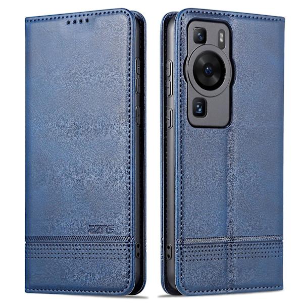 Azns för Huawei P60 / P60 Pro Pu läder phone case Plånboksställ anti-scratch smartphone cover Blue