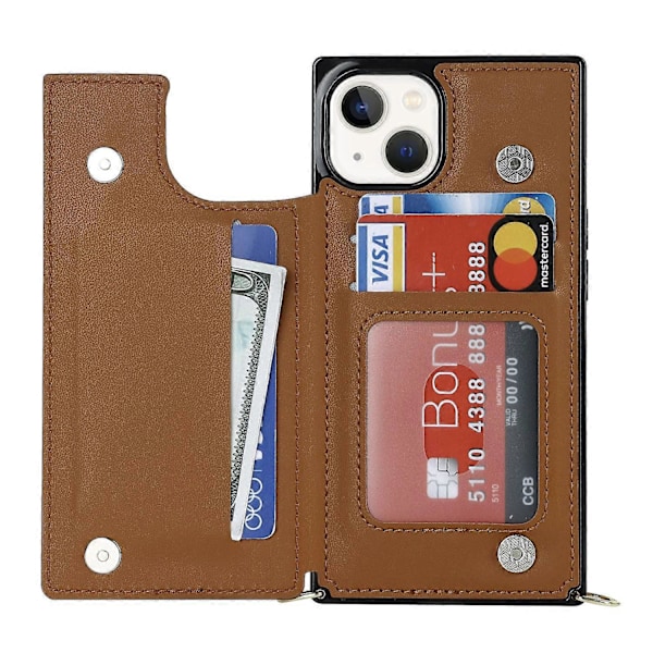 RFID-suojattu lompakkokotelo iPhone 15:lle TPU+PU-jalustalla ja olkahihnalla Multicolor Style E