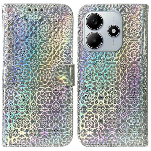 Stand Case med blændende blomster i læder til Xiaomi Redmi Note 14 5G Multicolor Style C