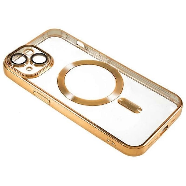 iPhone 14 Plus Magneettikotelo WANLONFENG Galvanoidulla TPU-kuorella ja linssisuojalla + 2 kpl karkaistua lasia Multicolor Gold