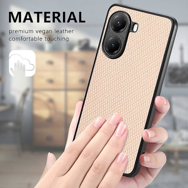 Skal för Xiaomi Redmi Turbo 4 5G/ Xiaomi Poco X7 Pro 5G Fodral Kolfiber Textur PU+PC+TPU Telefon Baksida Co Multicolor Apricot
