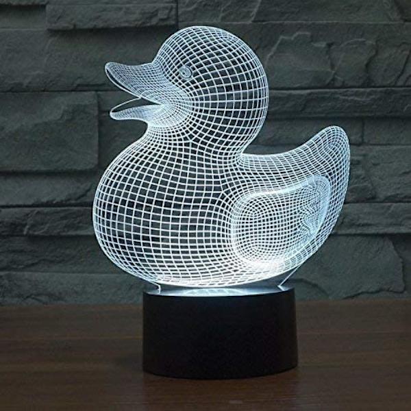 Ny 3d Duck Nattlampa Lampa Illusion Nattljus 7 färgskiftande Touch Switch Bord Skrivbordsdekoration med akryl Platt Abs Basestyle 21