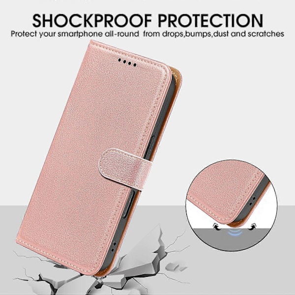 Til Nothing Phone (3a) Pro Etui Wallet RFID-blokering Litchi Tekstur Læder Telefon Cover Multicolor Rose Gold