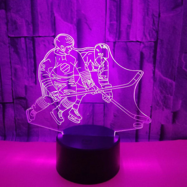 Nya 3d nattlampor Ishockey idrottare 3d Illusion sänglampa 16 färger växlande med fjärrkontroll Bästa födelsedagspresenter för män kvinnor stil V