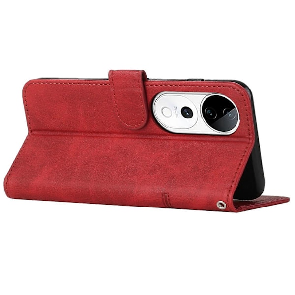 Läder Telefonfodral för vivo T3 Ultra 5G/V40 Pro 5G/S19 Pro 5G Ställ Flip Skyddande Fodral Multicolor Red