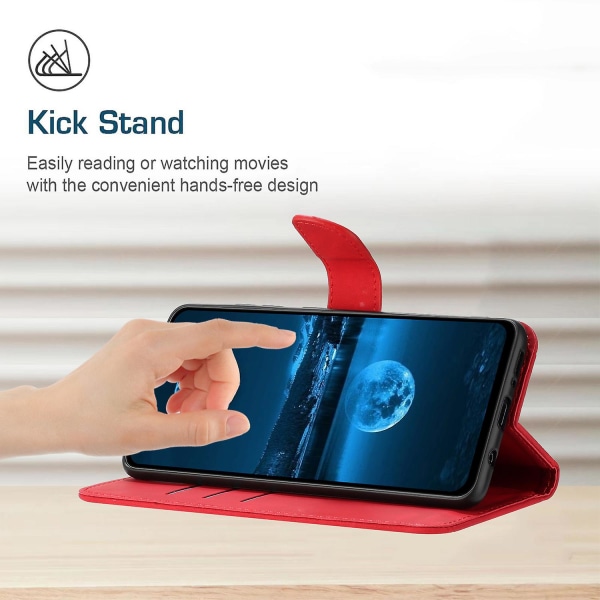 Ht05 Flip Cover För Oppo Reno10 Pro+ 5g, Skinn-touch Feeling Stand Plånbok Imprinted Line Phone case Red