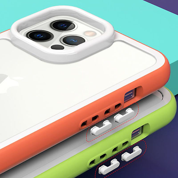 IPhone 13 Pro Max iskunkestävä kirkas puhelinkotelo akryylitausta + värikäs kehys irrotettava 2-in-1 suojus Green