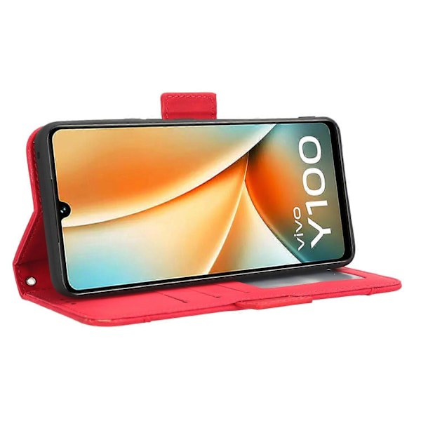 Til vivo Y100 5G/T2 5G Multipla Kortpladser PU Læder Telefon Etui Stativ Pung Cover Multicolor Style C