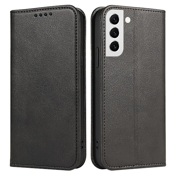 Fallsäkert phone case för Samsung Galaxy S21 Fe 5g , Pu läder plånboksställ Business Style Cover Black