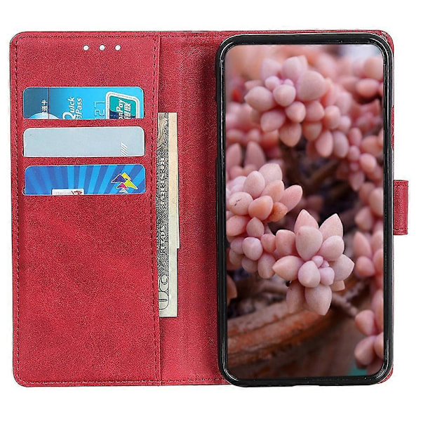Til Xiaomi Poco C75 4G/Redmi 14R 5G/14C 4G Stand Wallet Case Ko Læder Tekstur Læder Telefon Cover Multicolor Red