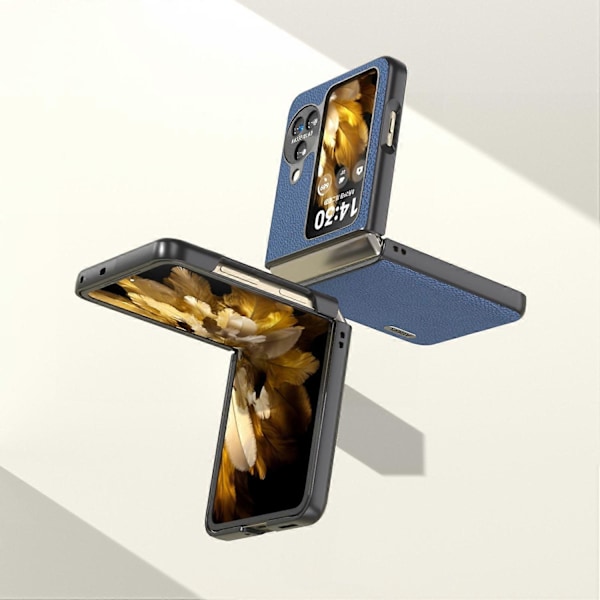 Ægte læder+PC beskyttende telefoncover til Oppo Find N3 Flip 5G Multicolor Style D