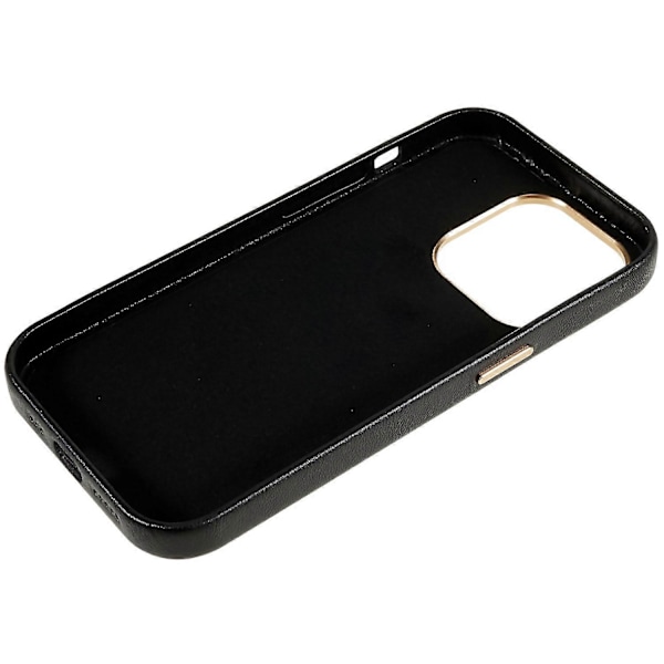 För iPhone 14 Pro Max Business Mobilskal PU Läder+PC Mobilskal med Metall Linsring Ram Multicolor Style B