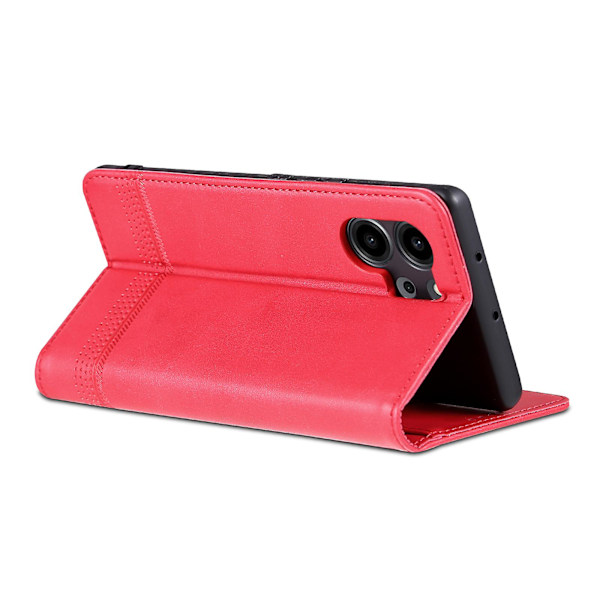 Azns For Honor 80 Se 5g PU-nahkalompakkokotelo Käännettävä Foliojalusta Magneettinen Itsekiinnittyvä Suojakuori Red