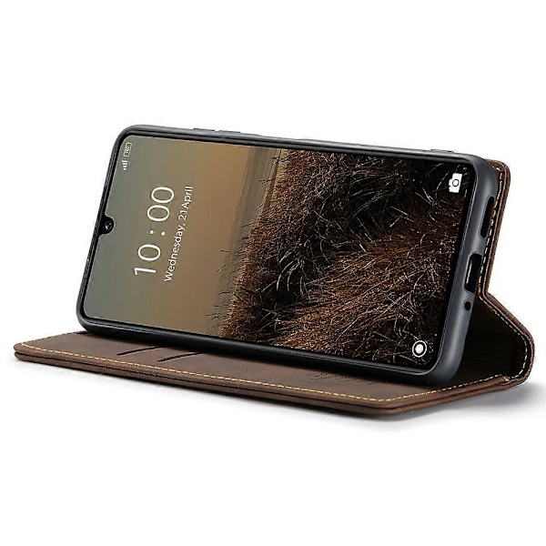CASEME 013 Series Fodral för Xiaomi Redmi 13C 4G/Redmi 13C 5G/Poco C65 4G Läder Flip Ställ Telefonfodral Multicolor Coffee