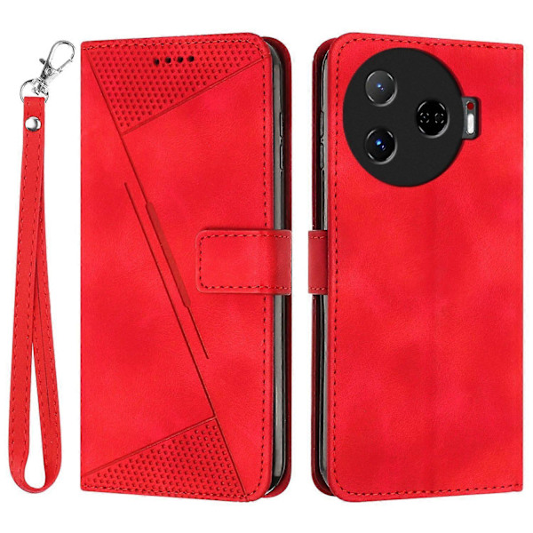 Til TECNO Camon 30 Pro 5G Mobiltelefon Etui Trekant Præget Læder Støtte Cover Multicolor Style B