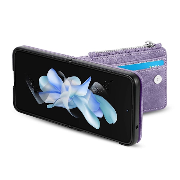 Beskyttende Wallet Case til Samsung Galaxy Z Flip5 5G Retro PU Læder PC Telefon Cover med Støttefod Multicolor Style F