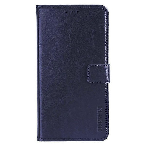 IDEWEI Folio Flip Læder Wallet Case med Crazy Horse Tekstur til ZTE Blade V50 Design 4G Multicolor Dark Blue