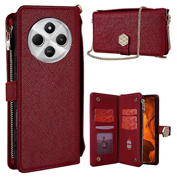 Kotelo Xiaomi Redmi 14C 4G/14R 5G/Poco C75 4G:lle, ristikkäiskuvioitu PU-nahka + TPU-lompakkopuhelinkotelo Multicolor Style D