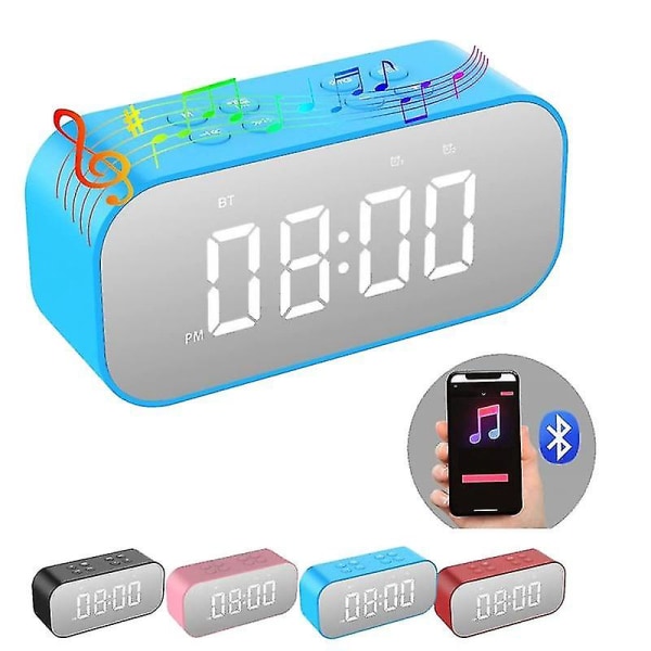 Väckarklocka för sovrum/kontor,digital klocka med Bluetooth högtalare,väckarklocka för tunga sovande Vuxna/tonåringar Blå Blue