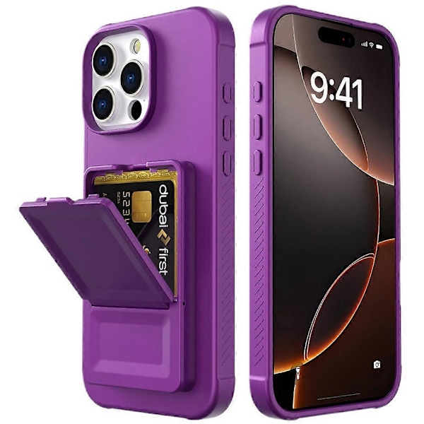 iPhone 16 Pro Max -kotelon Skin-Touch -korttipidike TPU + PC -puhelinkuori peilikorokkeella Multicolor Dark Purple