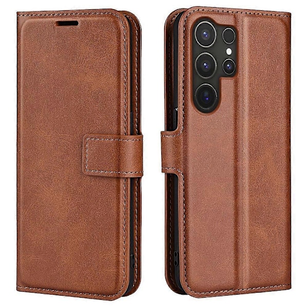 Til Samsung Galaxy S25 Ultra Stand Case Anti-Scratch Kalvetekstur Læder Telefon Cover Multicolor Style F