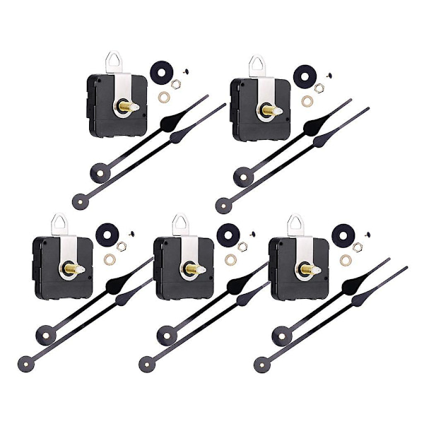 5x DIY Quartz Urværk Mekanisme Lange Sorte Viser 175mm. Vægur