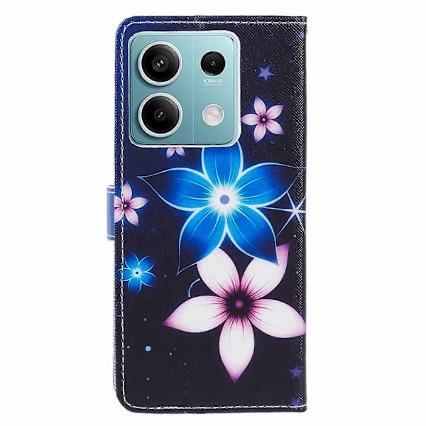 För Xiaomi Redmi Note 13 Pro 5G/Poco X6 5G Mobilskal 3D Mönster Läder Plånboksfodral Multicolor Blue Flower