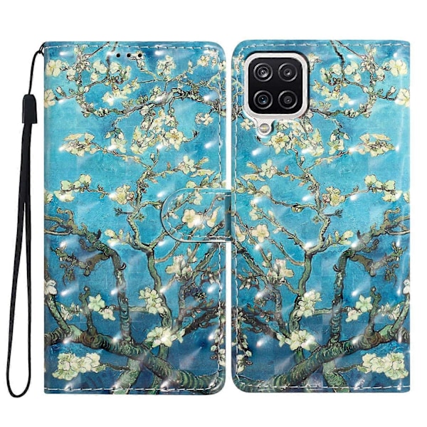 Til Samsung Galaxy A12 Etui Wallet PU Læder 3D Mønster Telefon Cover med Rem Multicolor Style C