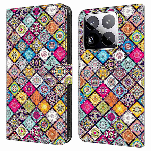 Xiaomi 15 Pro -kotelo korttipaikalla, kuvio painettu TPU+PU-nahkainen läppäpuhelimen suojus Multicolor Colorful Leather