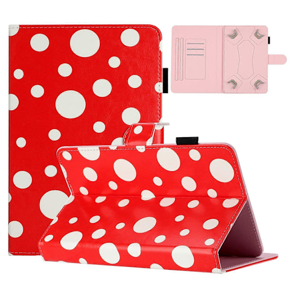 8-tommer Auto Vågn/Sov Kort Holder PU Læder Støtteben Etui Prikker Mønster Tablet Beskyttelsescover Multicolor Style B