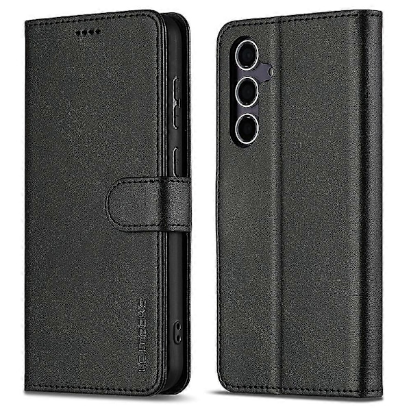 LC.IMEEKE Etui til Samsung Galaxy A56 5G, kalvetekstur PU læder, stativ, pung, telefoncover - Grå Multicolor Black
