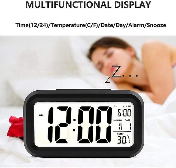 LED Digitalt Stort Display Snooze Nattlys